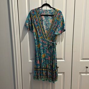 Xxl summer flora wrap dress